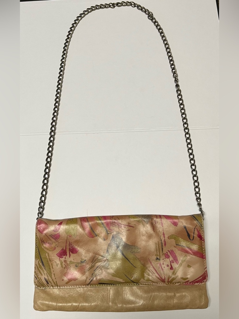 Maurizio Taiuti Multicolor Floral Leather Clutch with Chain Strap